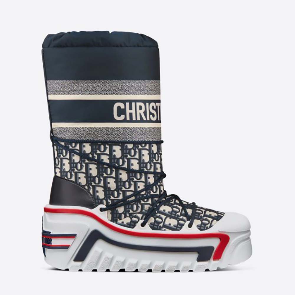 Side profile of Dior Women Dioralps Snow Boot deep blue nylon