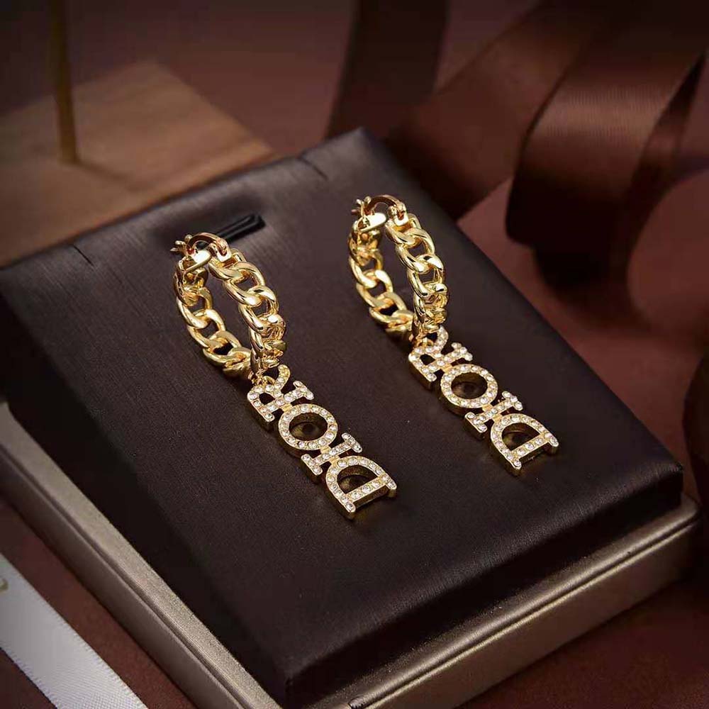 Dior Women Dio(r)evolution Earrings Gold-Finish Metal and White Crystals - image 4