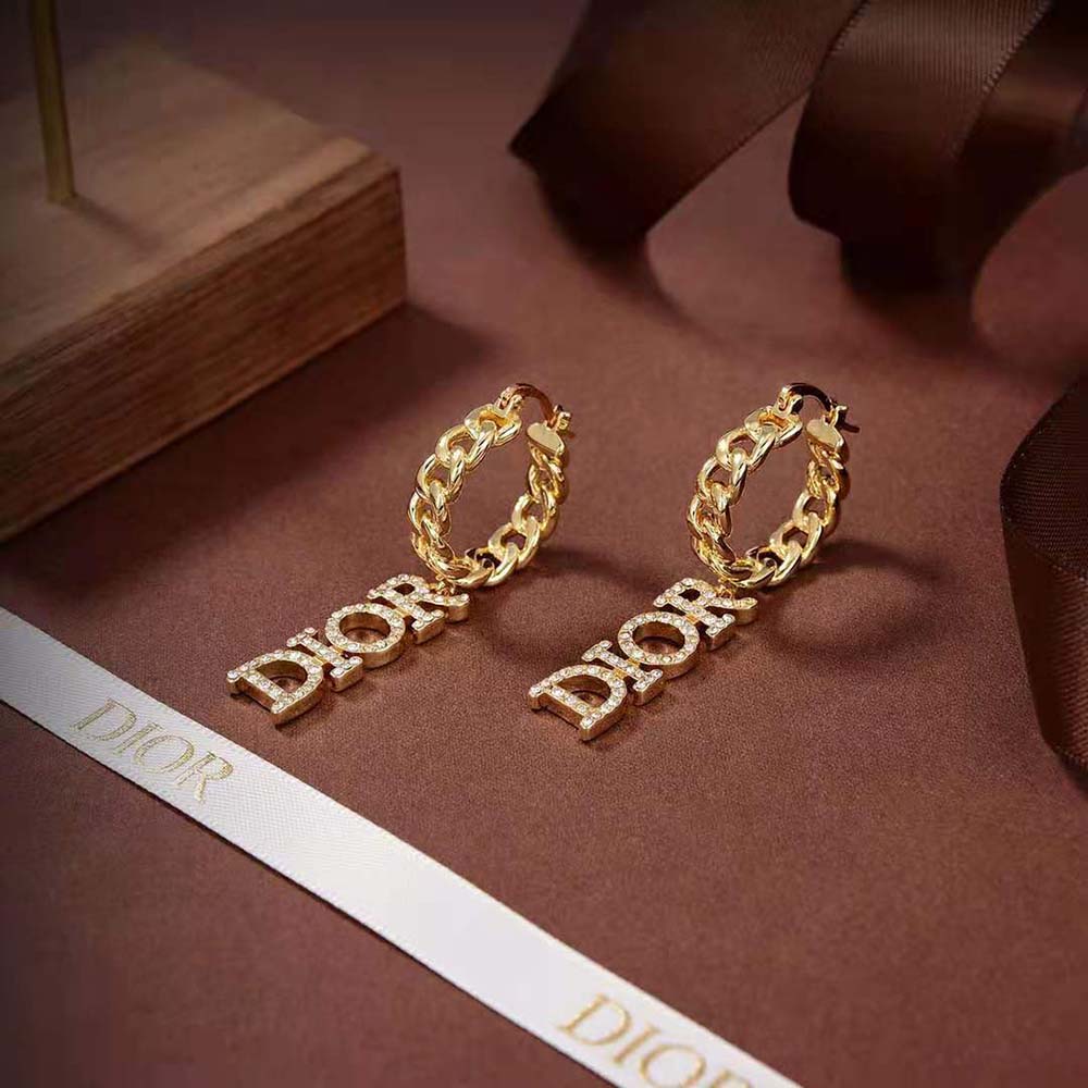 Elegant front angle of Dior Women Dio(r)evolution Earrings sparkling crystals