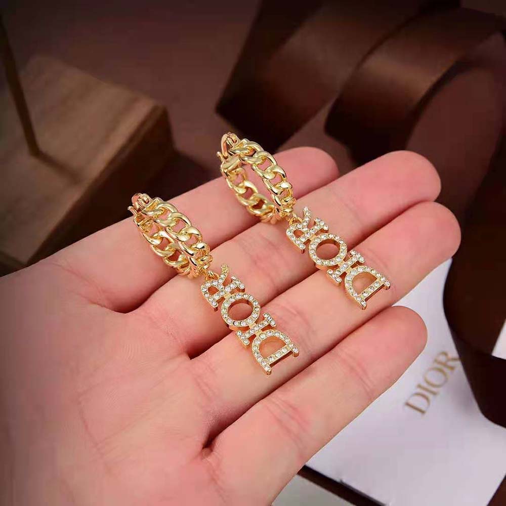 Dior Women Dio(r)evolution Earrings Gold-Finish Metal and White Crystals - image 6