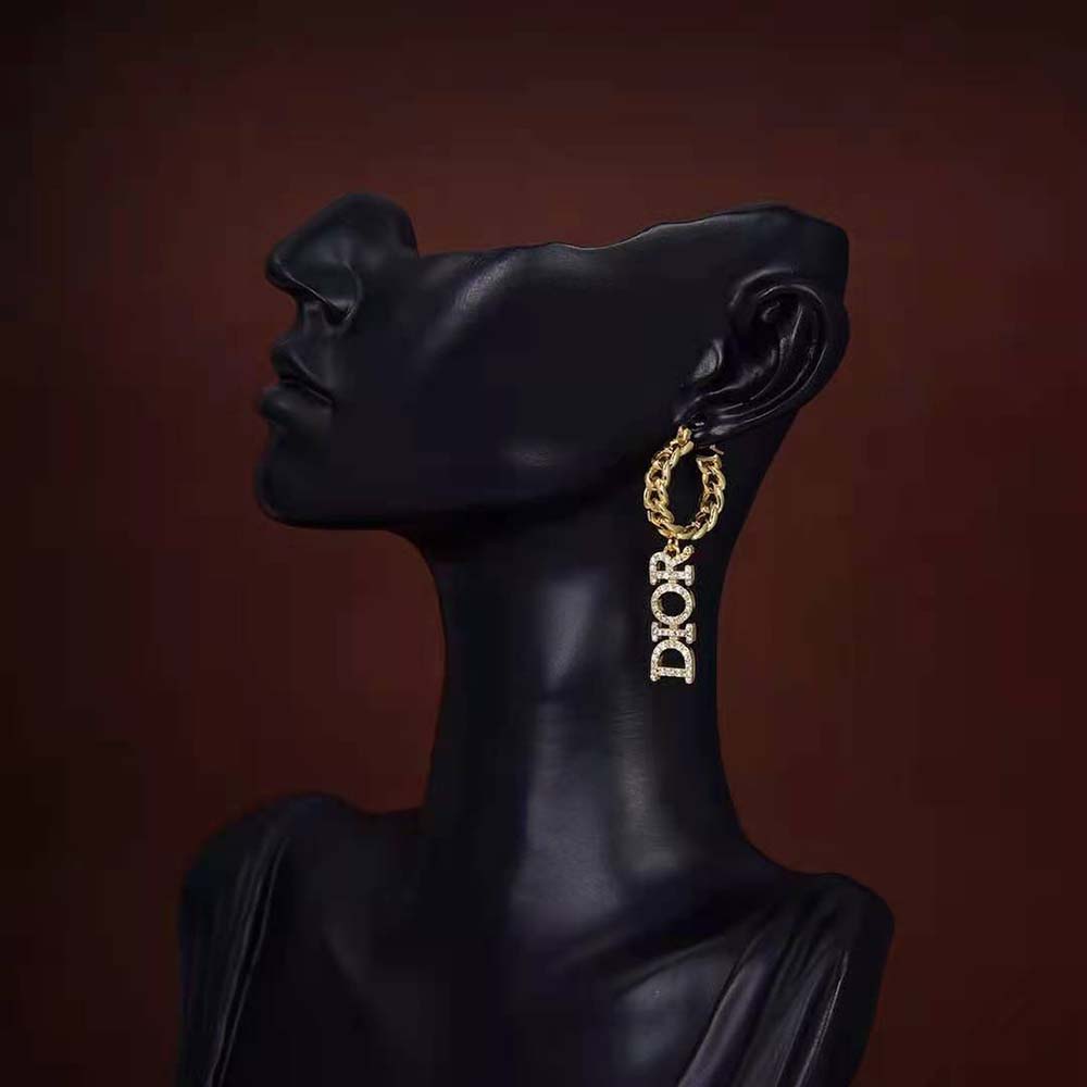 Dior Women Dio(r)evolution Earrings Gold-Finish Metal and White Crystals - image 7