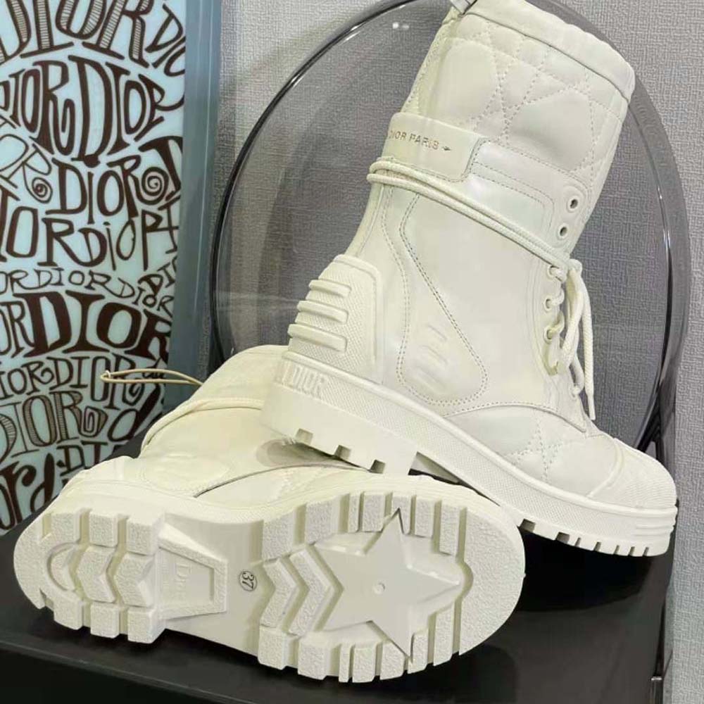 Dior Women Dioriron Ankle Boot White Quilted Cannage Calfskin - image 6