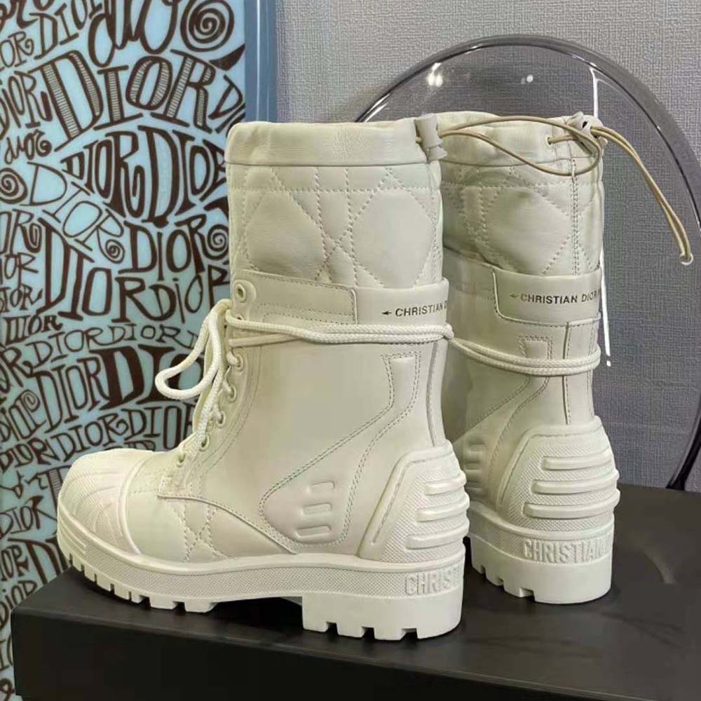 Dior Women Dioriron Ankle Boot White Quilted Cannage Calfskin - image 4