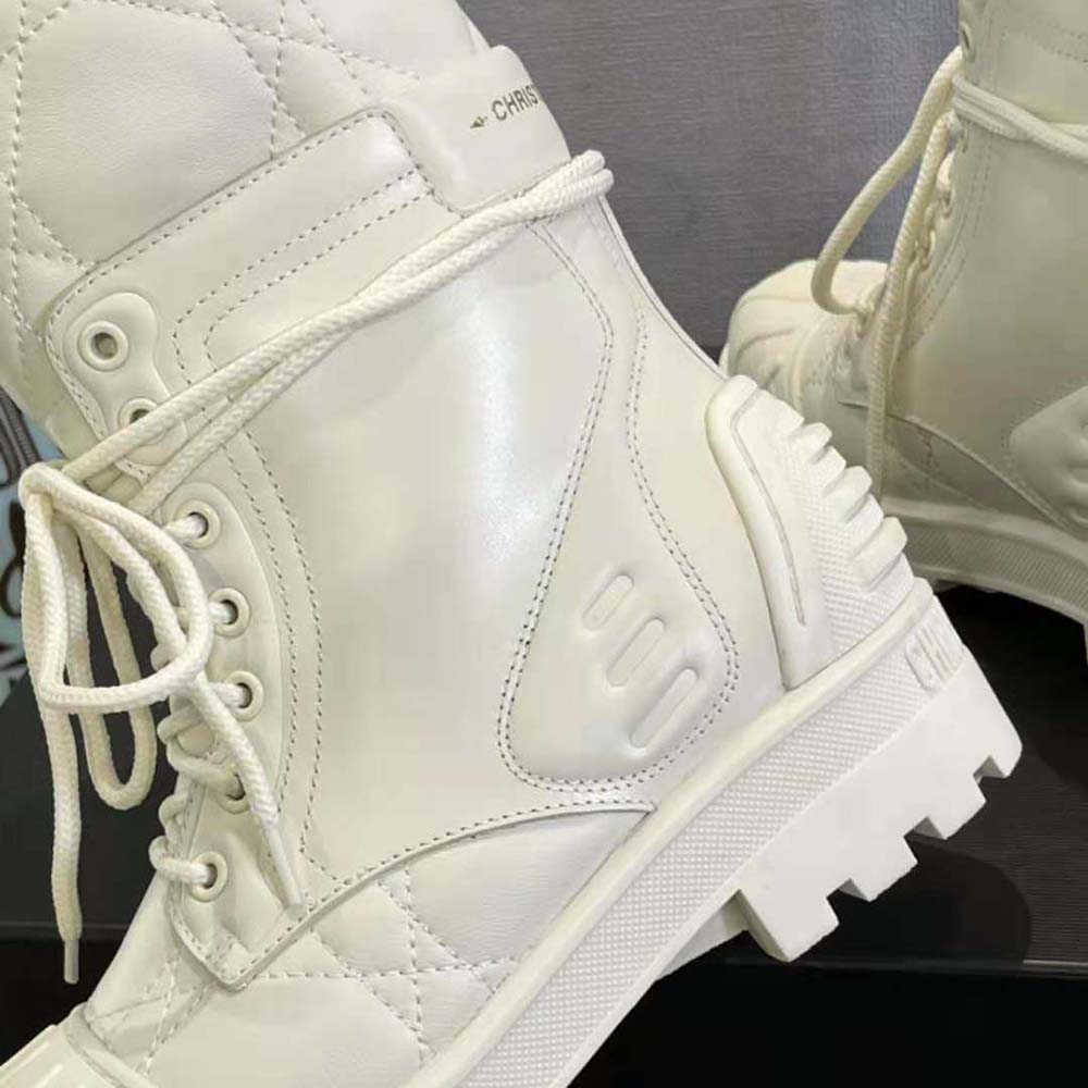 Dior Women Dioriron Ankle Boot White Quilted Cannage Calfskin - image 7