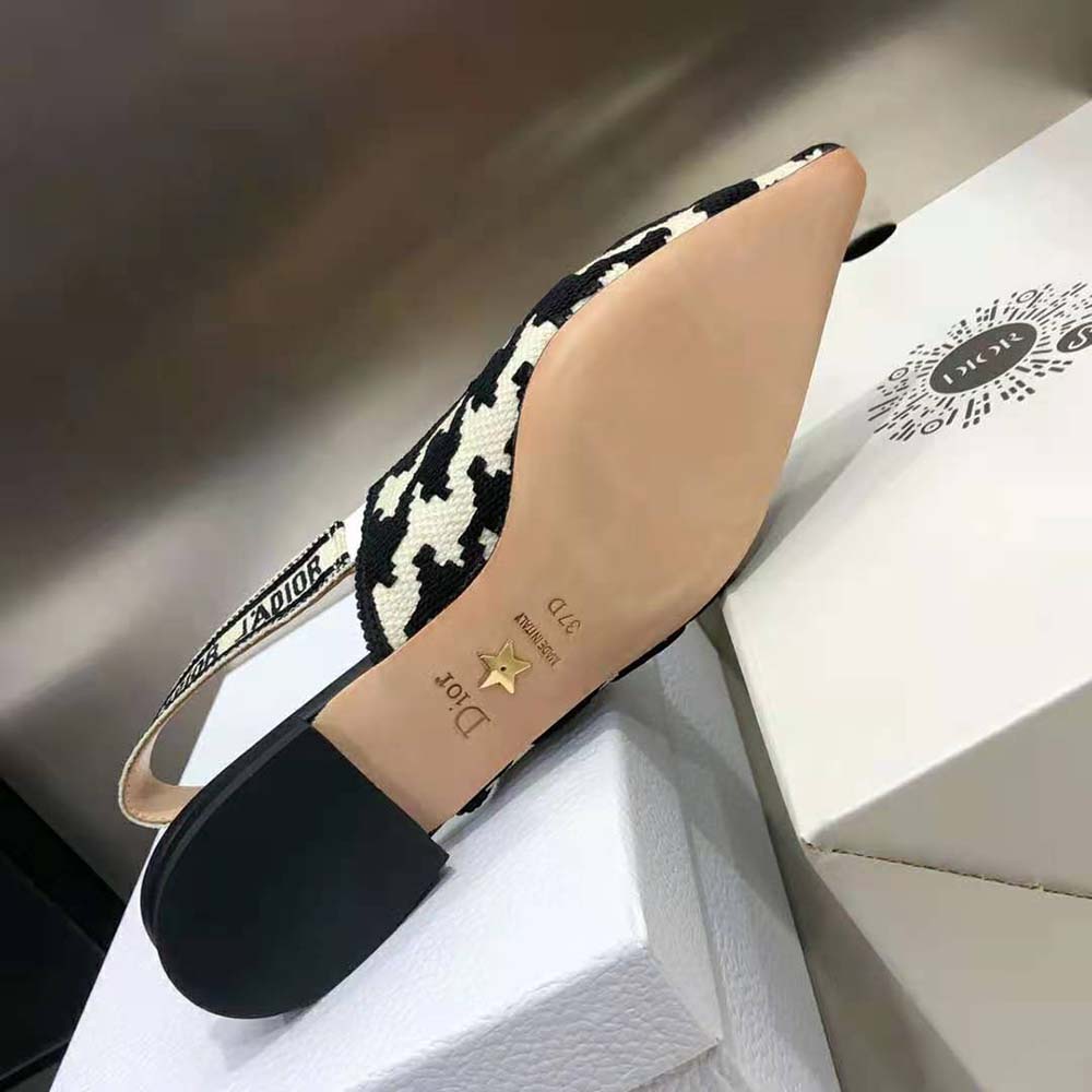 Dior Women J’Adior Slingback Ballerina Flat Black and White Cotton Embroidery - image 10