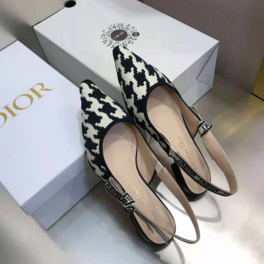 Dior Women J’Adior Slingback Ballerina Flat Black and White Cotton Embroidery - image 5