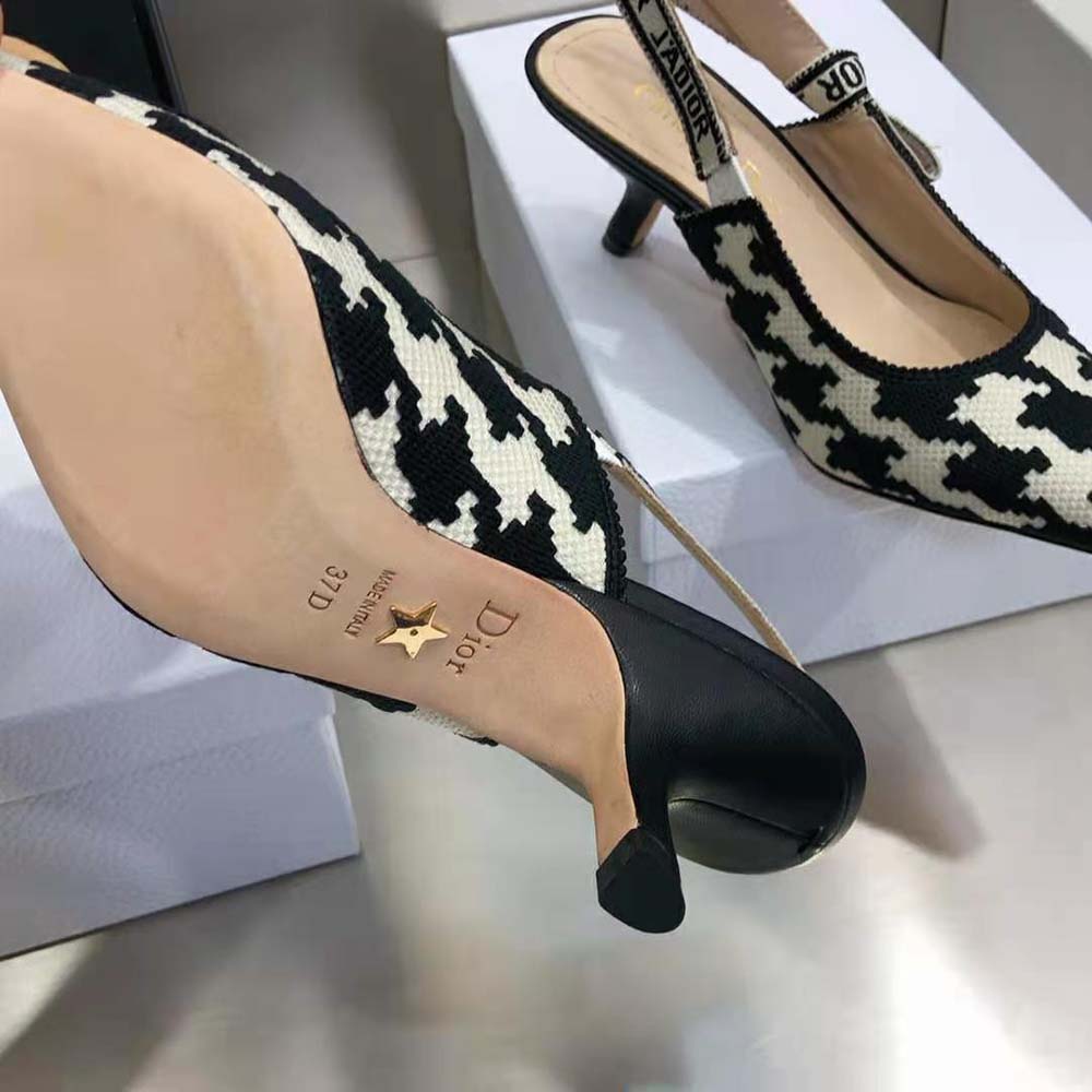 Dior Women J’Adior Slingback Pump Black and White Cotton Embroidery - image 10