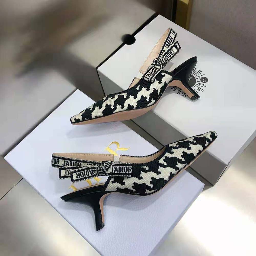 Dior Women J’Adior Slingback Pump Black and White Cotton Embroidery - image 5