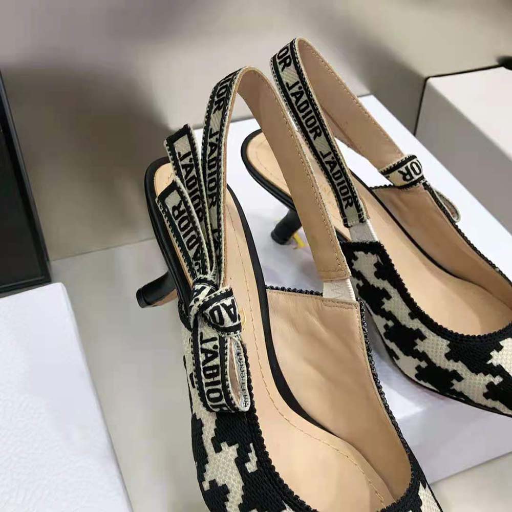 Dior Women J’Adior Slingback Pump Black and White Cotton Embroidery - image 9
