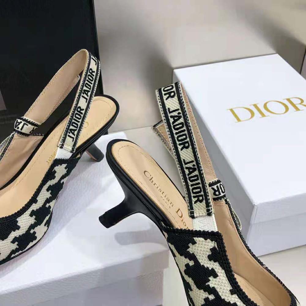 Dior Women J’Adior Slingback Pump Black and White Cotton Embroidery - image 8