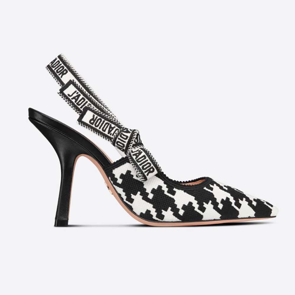 Side view of Dior Women J’Adior Slingback Pump with houndstooth embroidery