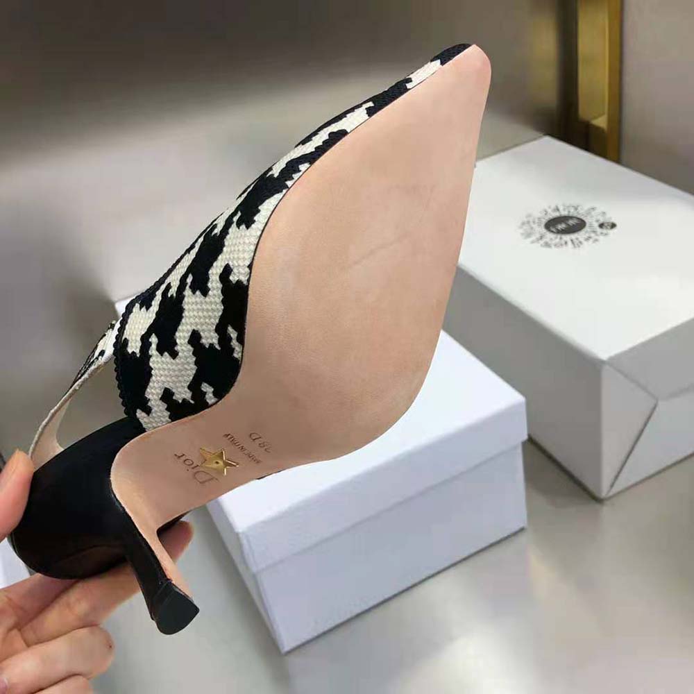 Dior Women J’Adior Slingback Pump Black and White Cotton Embroidery with Macro Houndstooth Motif - image 10