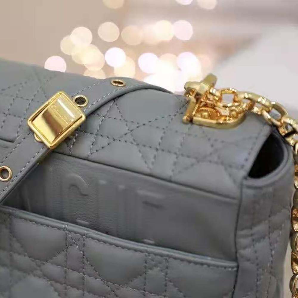 Dior Women Large Dior Caro Bag Supple Cannage Calfskin-Silver - image 8