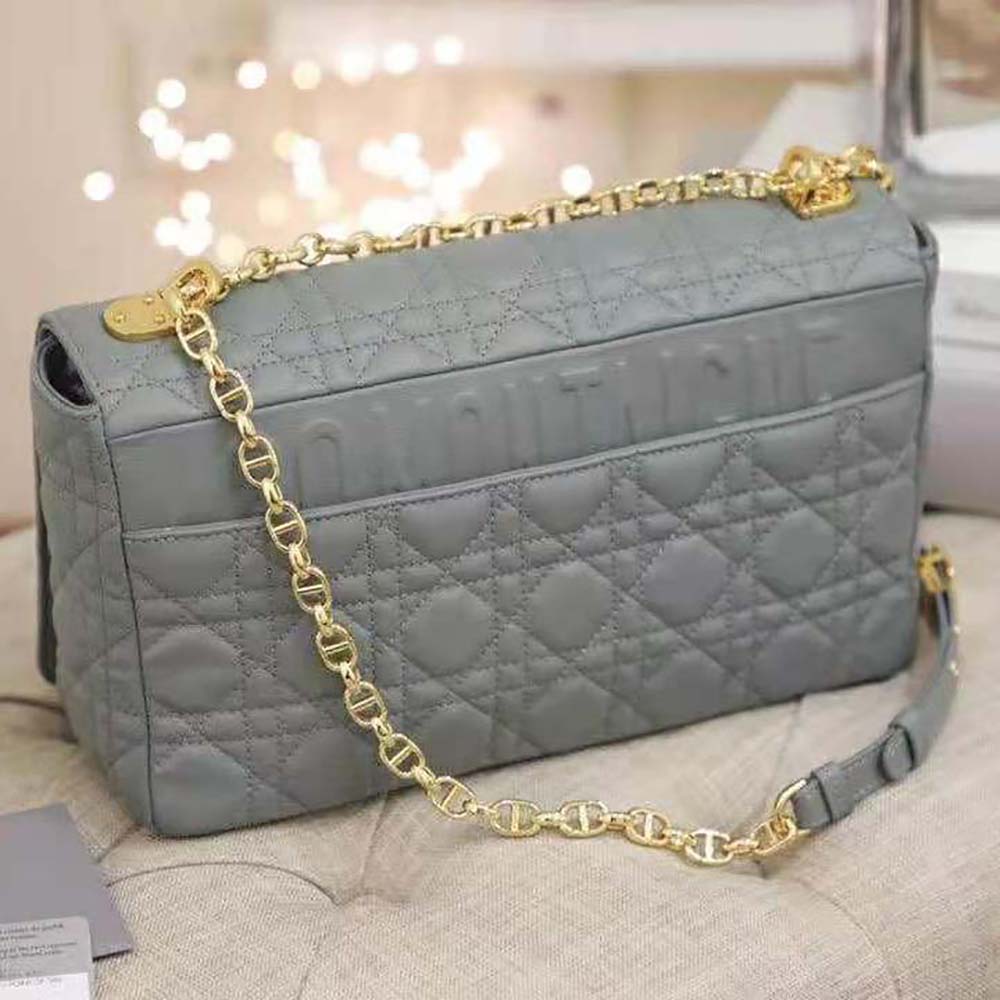 Dior Women Large Dior Caro Bag Supple Cannage Calfskin-Silver - image 4