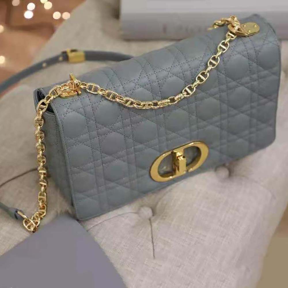 Dior Women Large Dior Caro Bag Supple Cannage Calfskin-Silver - image 5