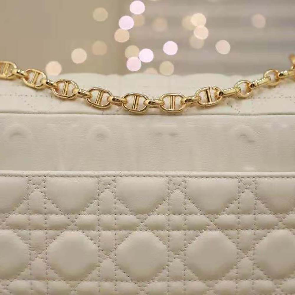 Dior Women Large Dior Caro Bag Supple Cannage Calfskin-White - image 10