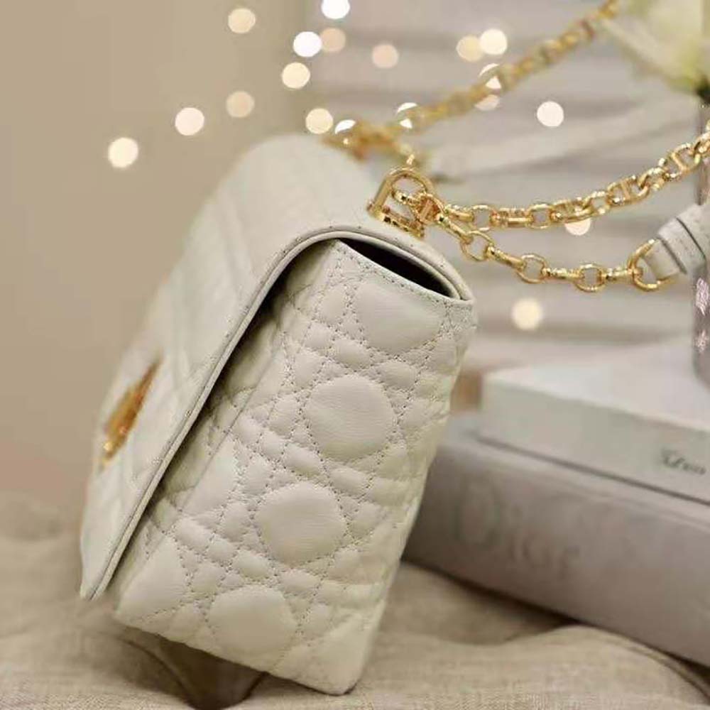 Dior Women Large Dior Caro Bag Supple Cannage Calfskin-White - image 6