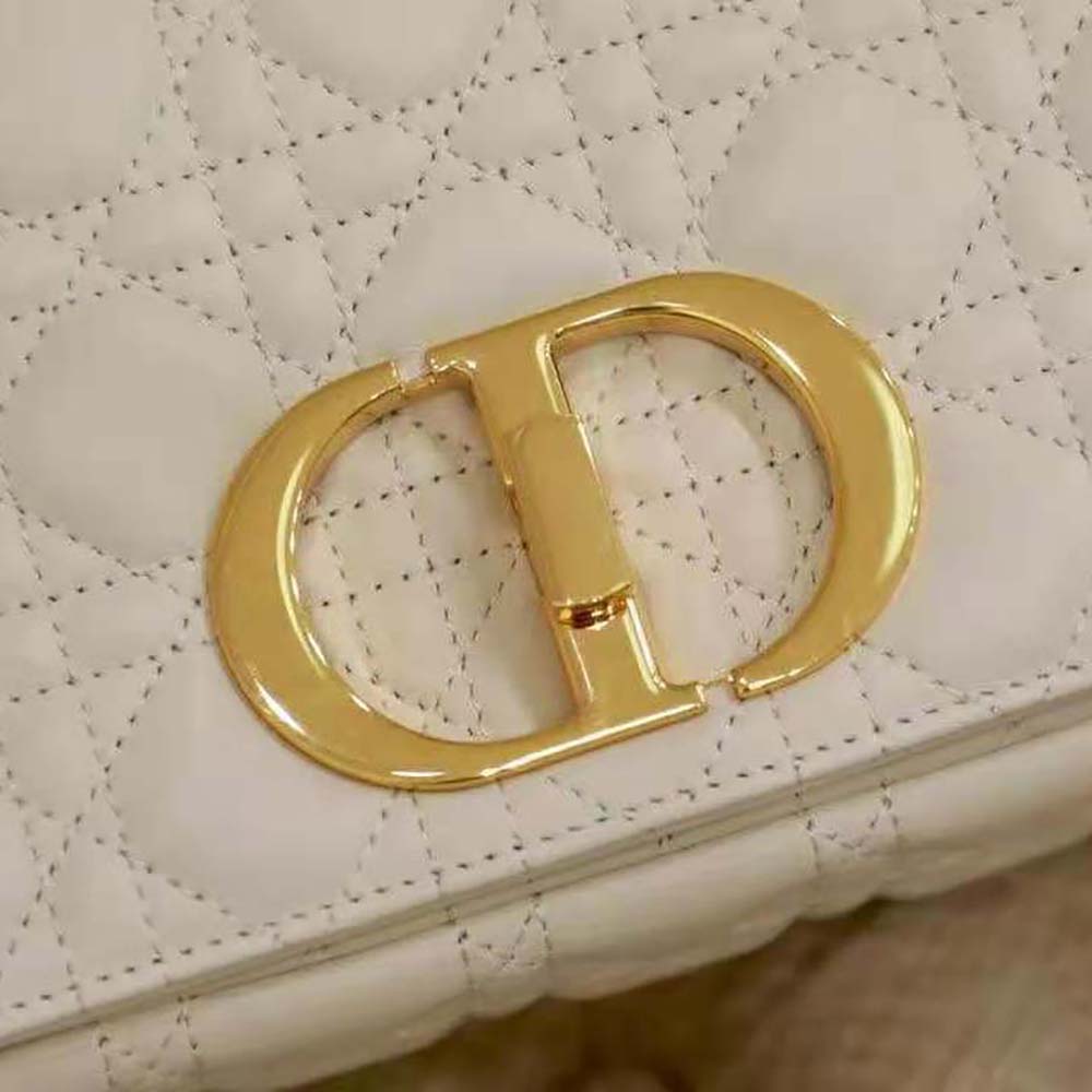 Dior Women Large Dior Caro Bag Supple Cannage Calfskin-White - image 9