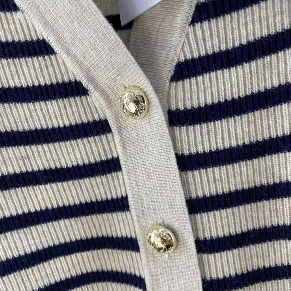 Dior Women Mariniere Buttoned Cardigan Navy Blue Linen Cashmere and Silk Knit - image 7