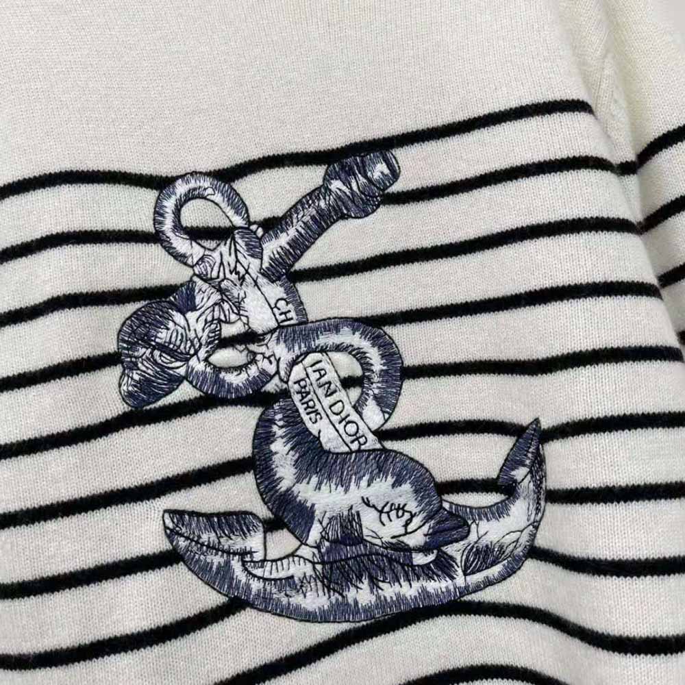 Dior Women Mariniere Embroidered Sweater Ecru Cashmere Knit - image 8