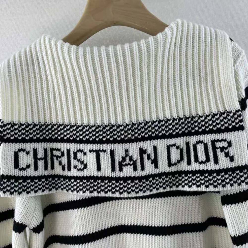 Dior Women Mariniere Sweater Navy Blue and Ecru Cotton Knit and Cashmere - image 9