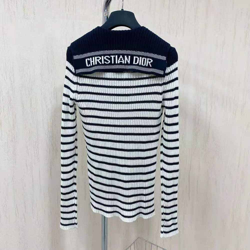 Dior Women Mariniere Sweater Navy Blue and White Cotton Knit - image 4
