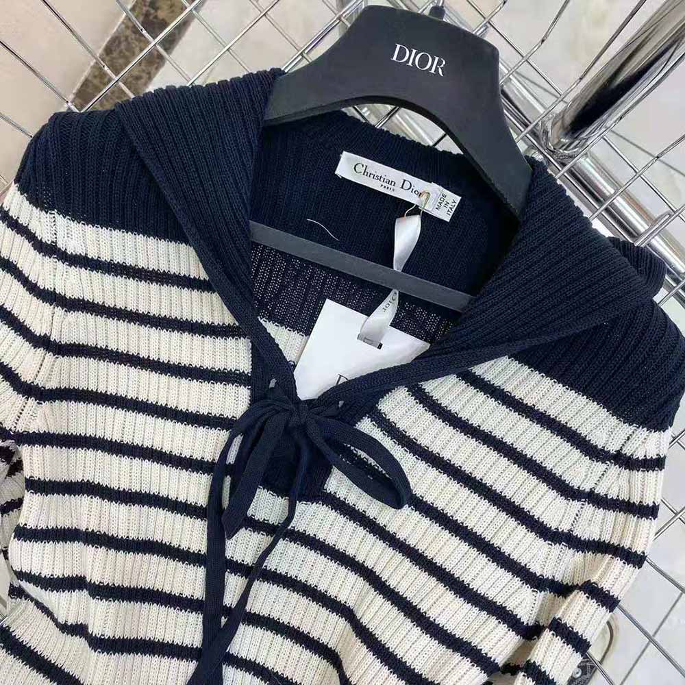 Dior Women Mariniere Sweater Navy Blue and White Cotton Knit - image 5