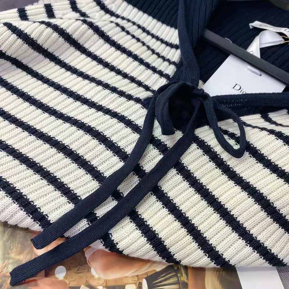 Dior Women Mariniere Sweater Navy Blue and White Cotton Knit - image 7