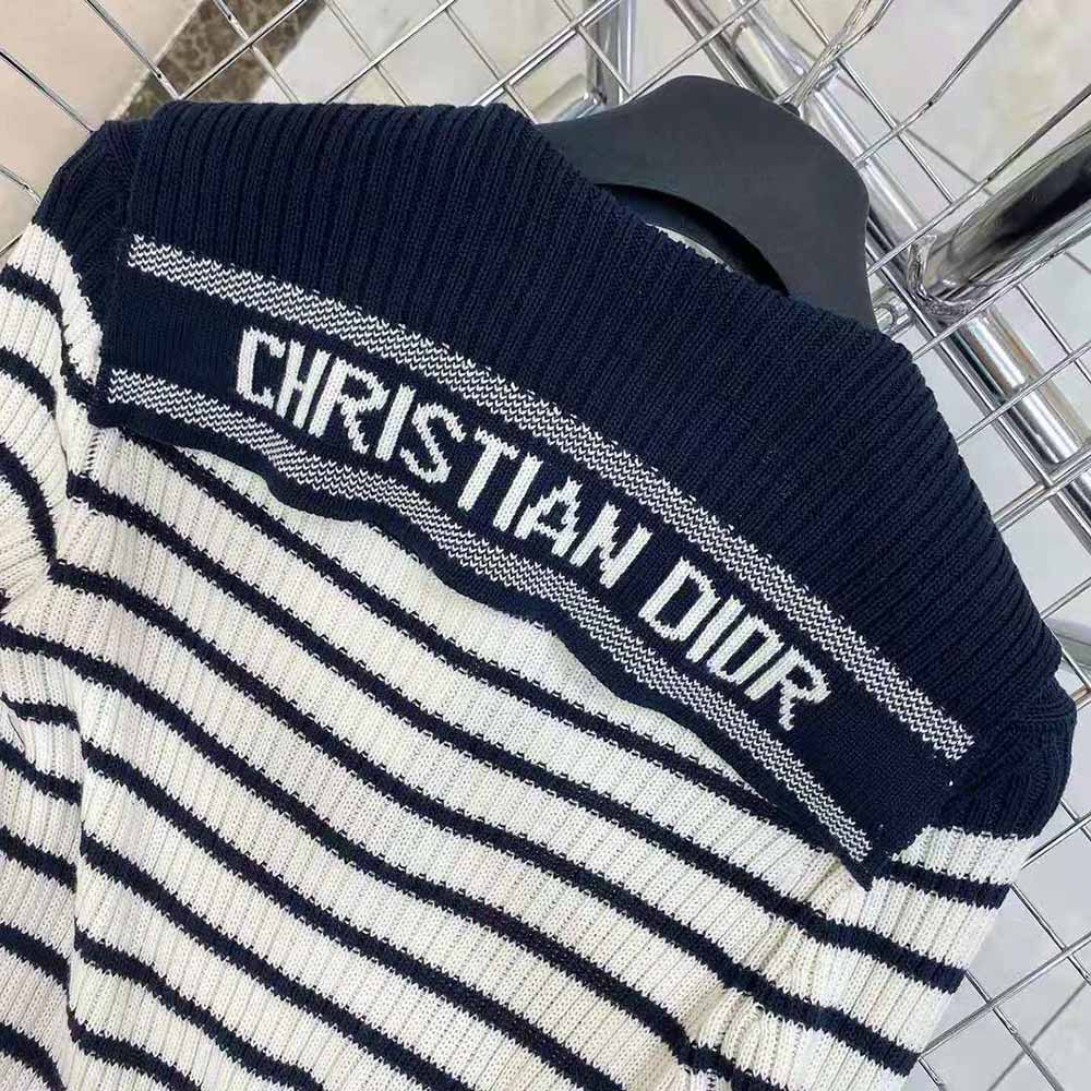 Dior Women Mariniere Sweater Navy Blue and White Cotton Knit - image 6