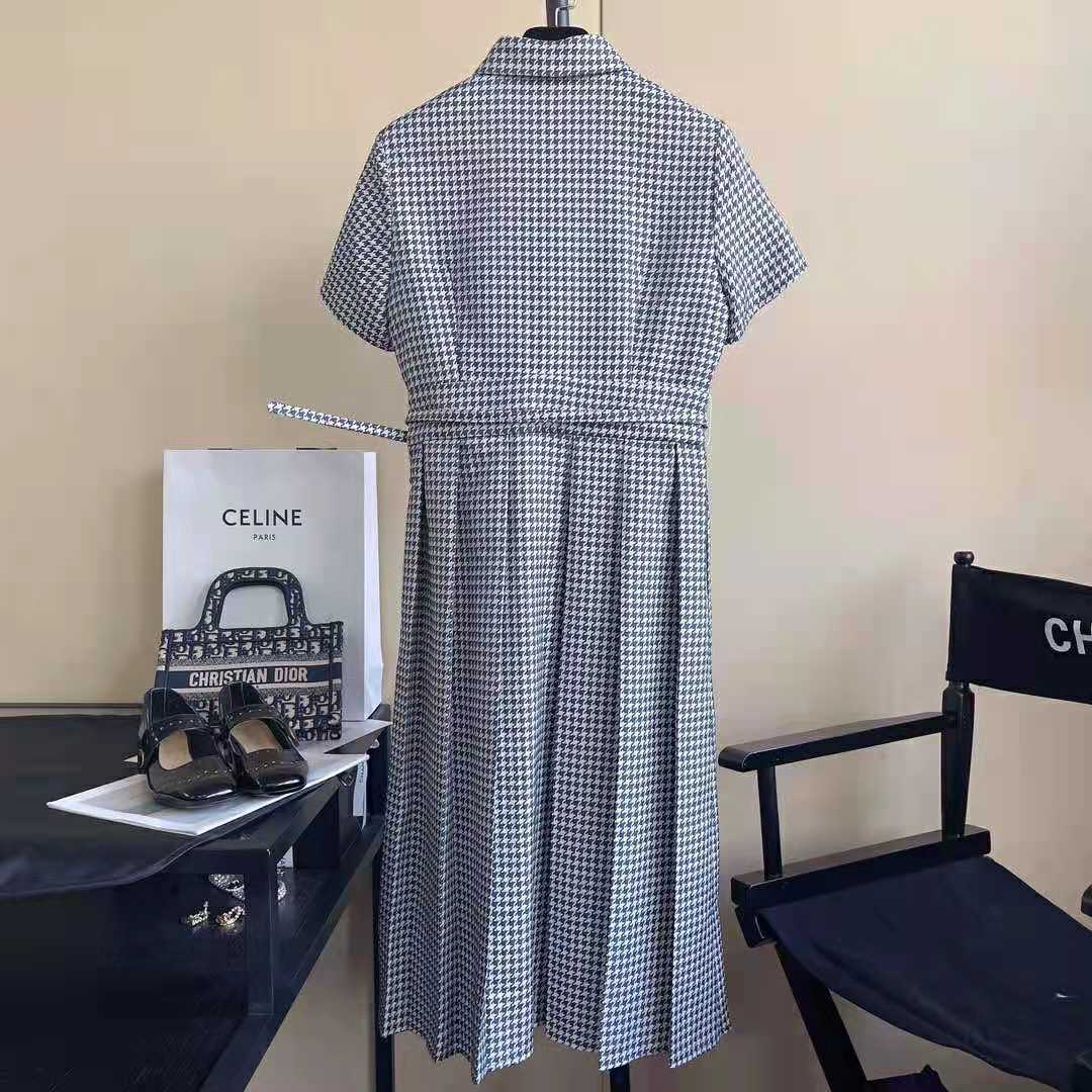 Side angle showing silhouette and belted waist on Dior Mid-Length Belted Dress