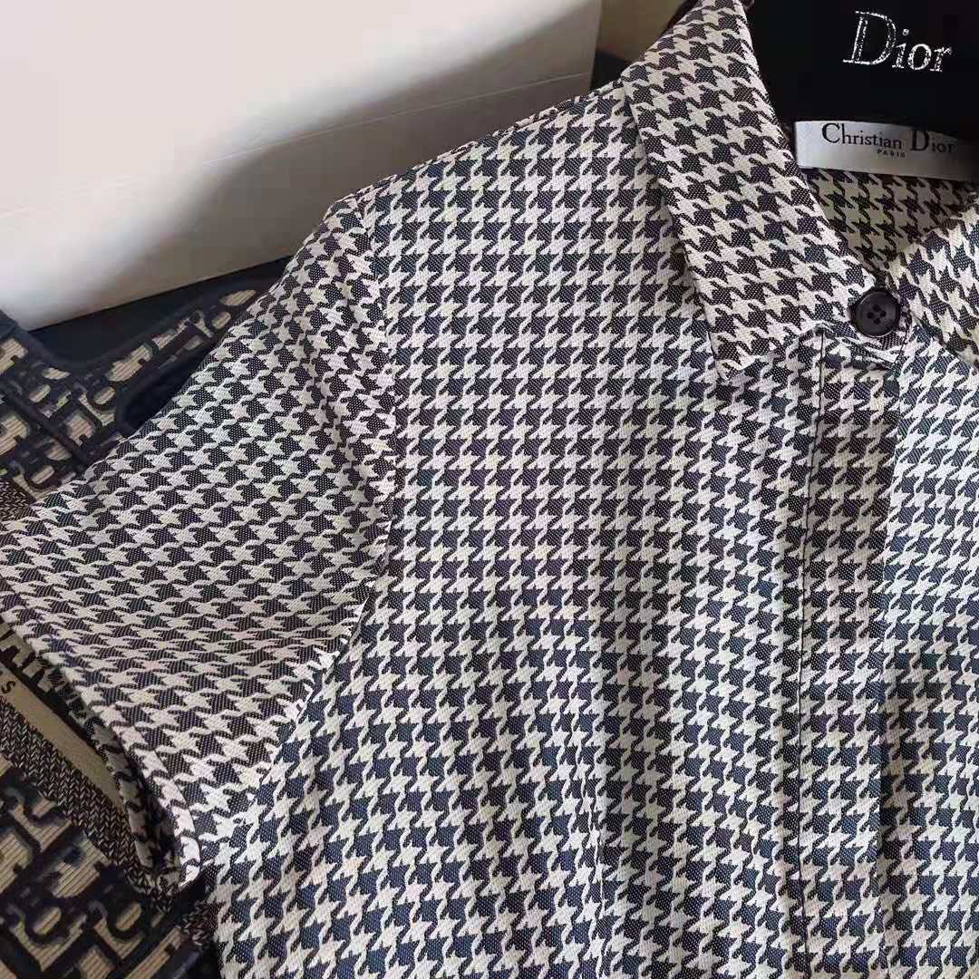 Dior Women Mid-Length Belted Dress Black and White Technical Cotton Jacquard and Silk - image 9
