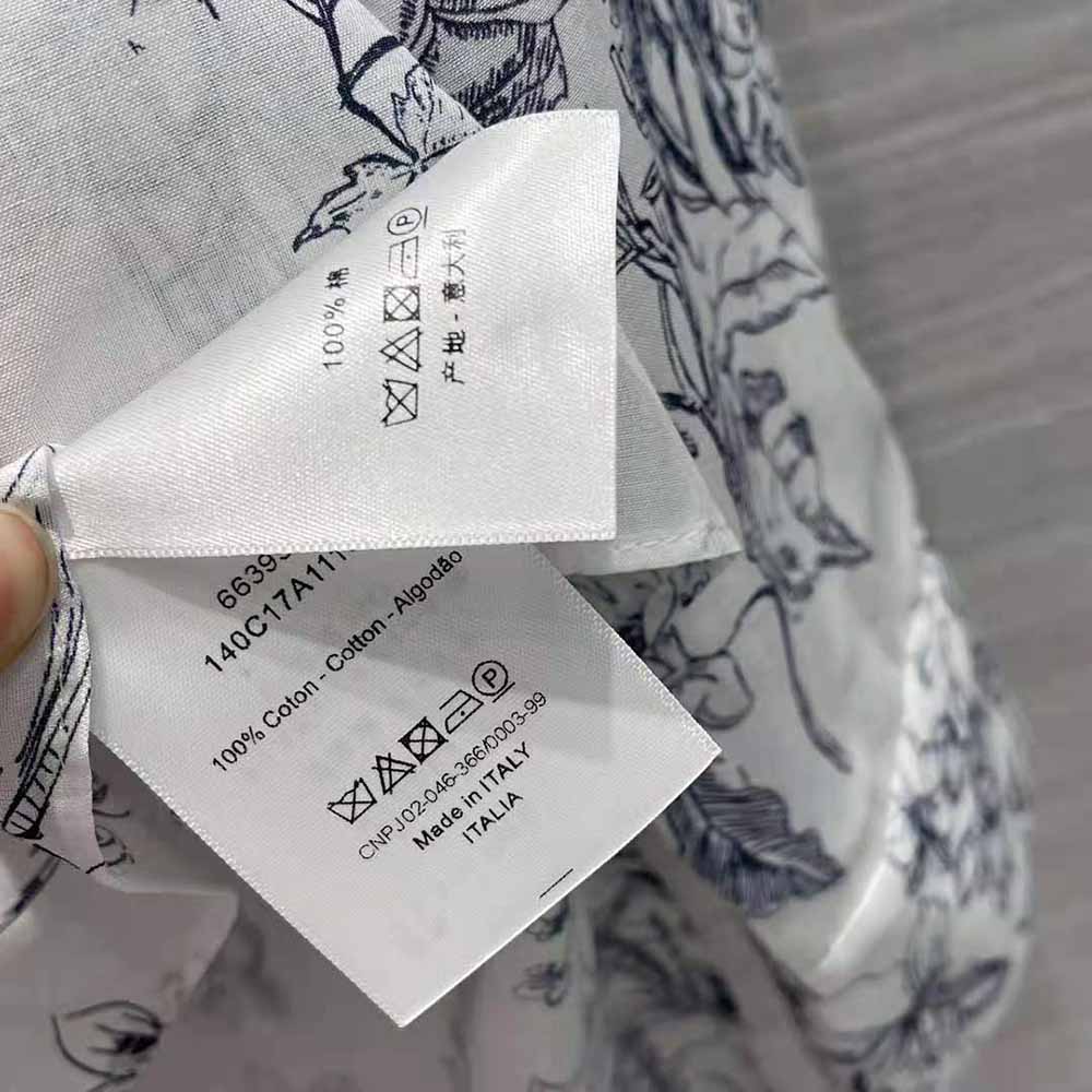 Dior Women Mid-Length Skirt Navy Blue Cotton Muslin with Toile de Jouy Flowers Motif - image 10