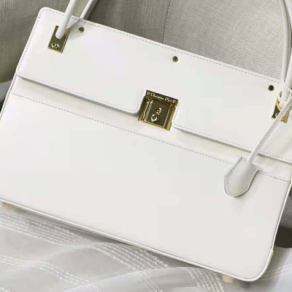 Dior Women Parisienne Bag Latte Smooth Calfskin-White - image 4