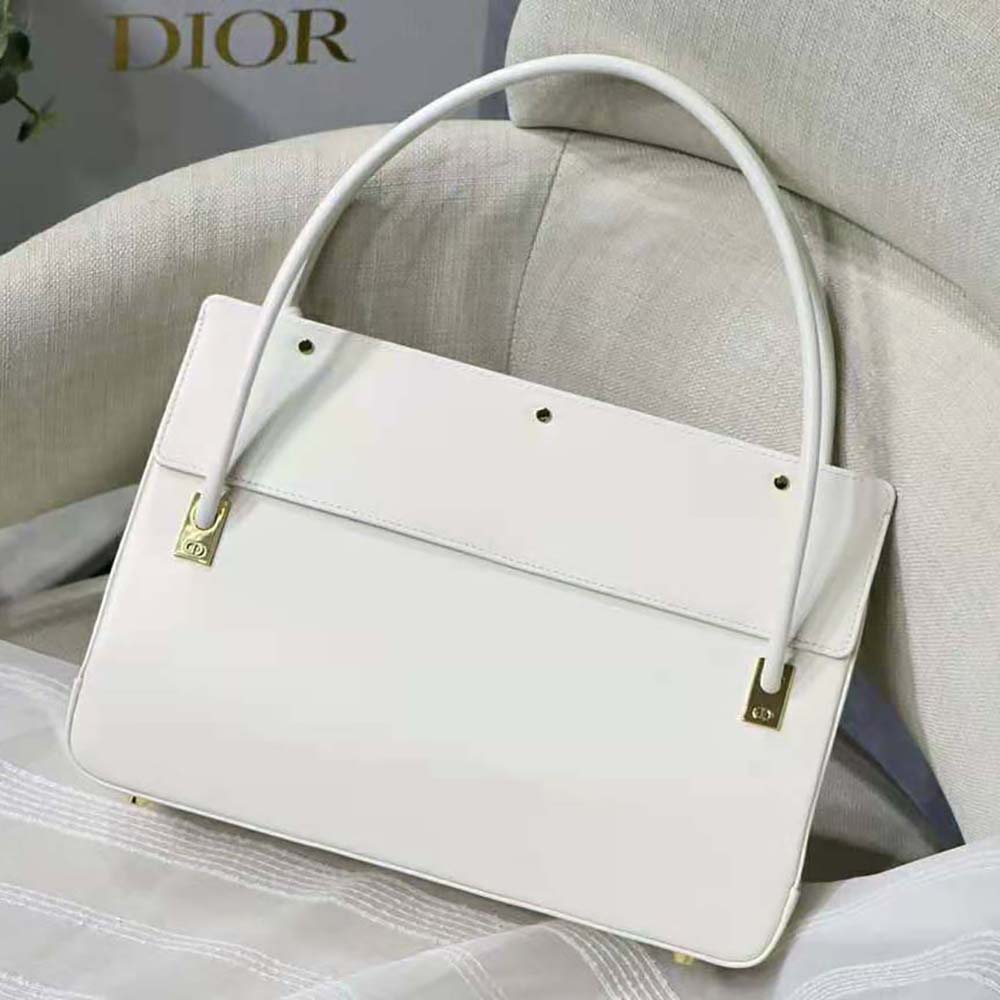 Side angle showing structured silhouette of Dior Women Parisienne Bag