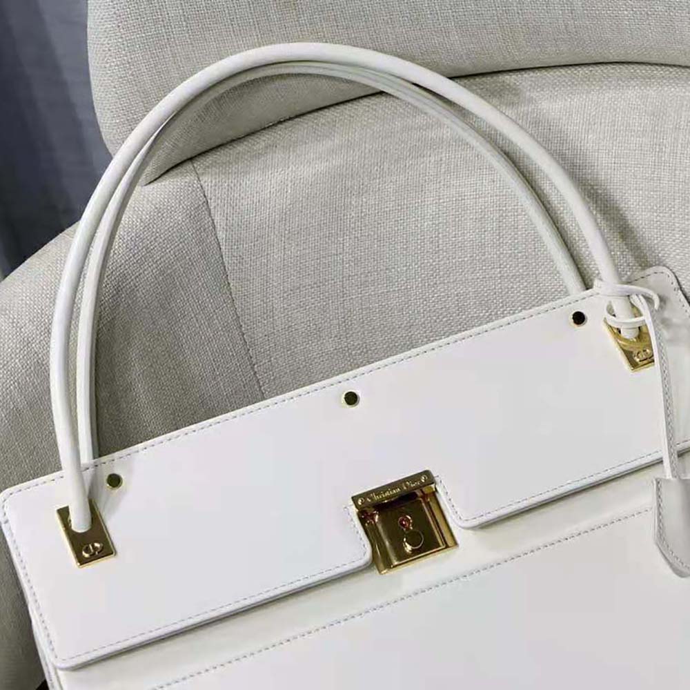Dior Women Parisienne Bag Latte Smooth Calfskin-White - image 8