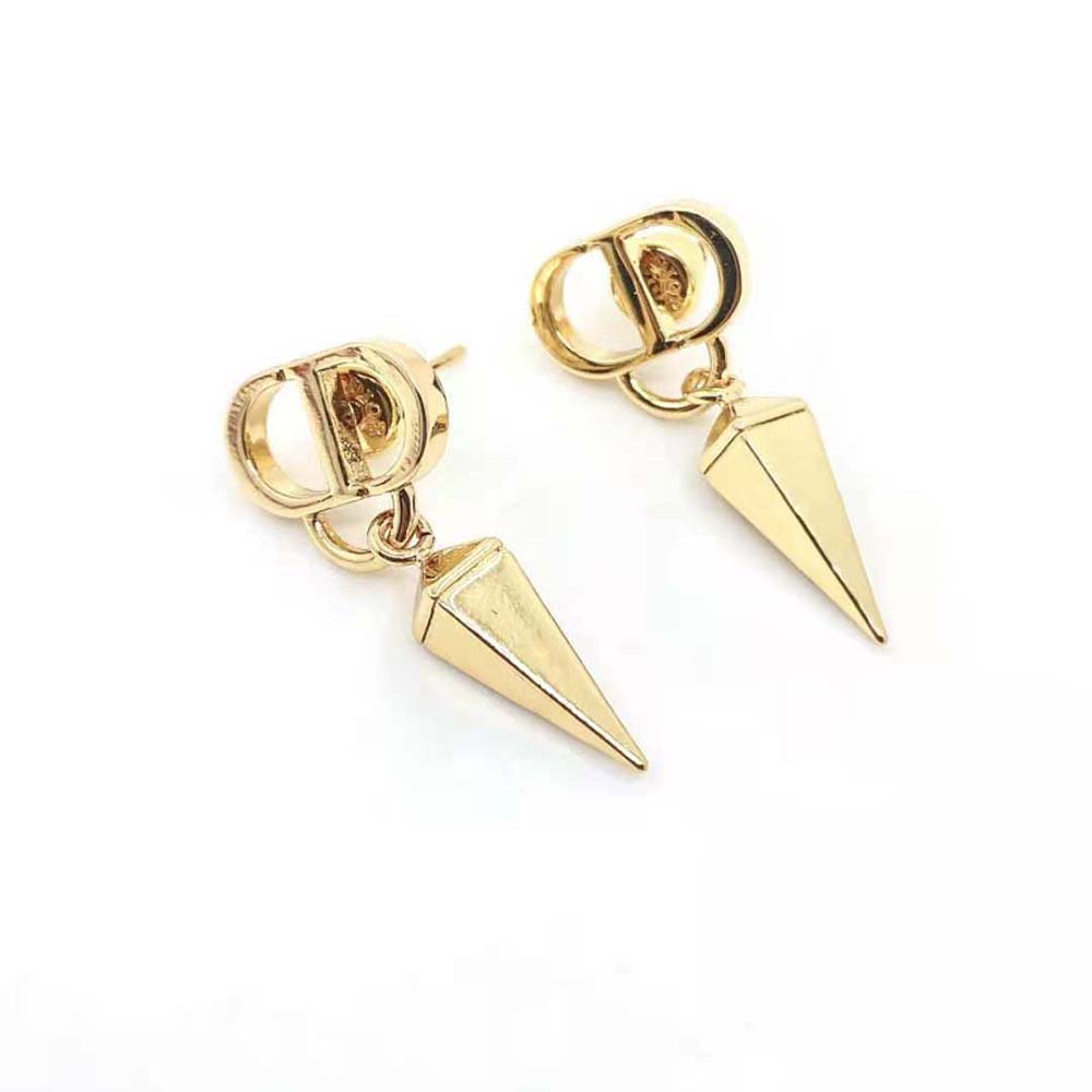 Dior Women Petit CD Earrings Gold-Finish Metal displayed on white background