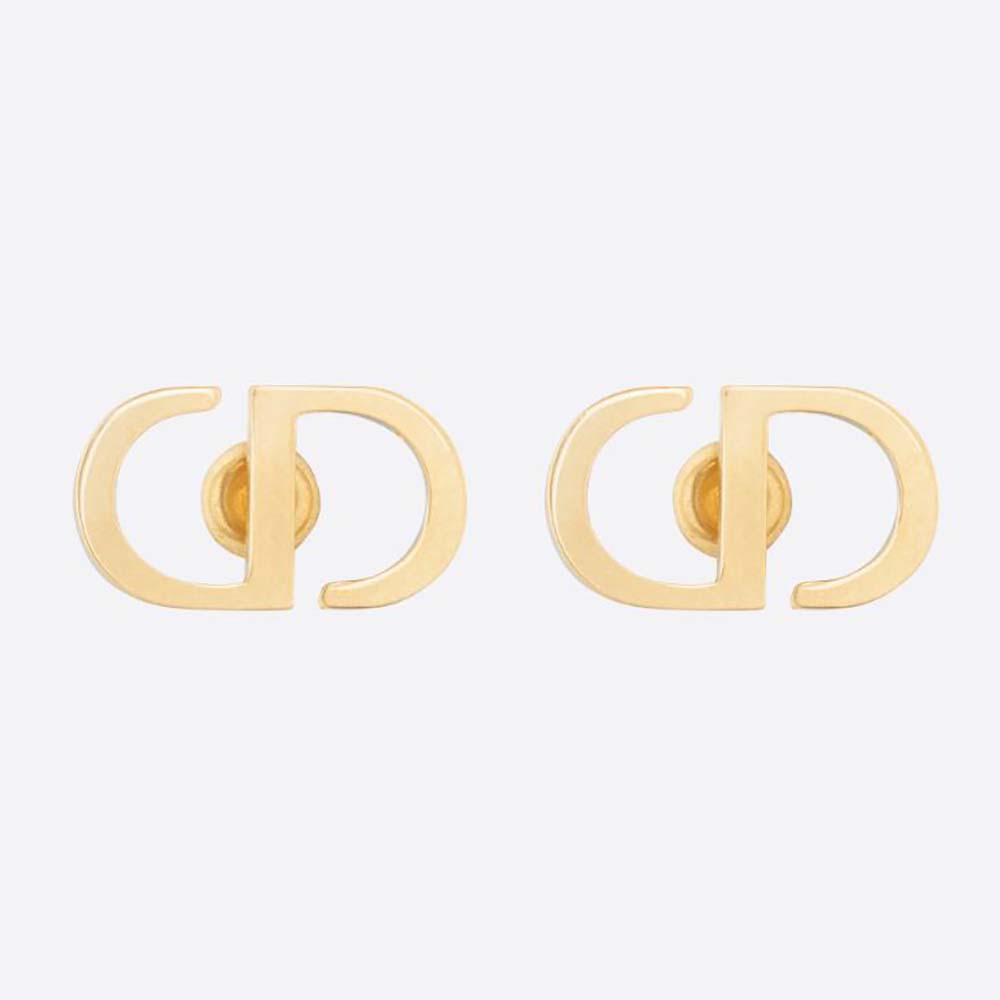 Front view of Dior Women Petit CD Studs Earrings gold-finish metal