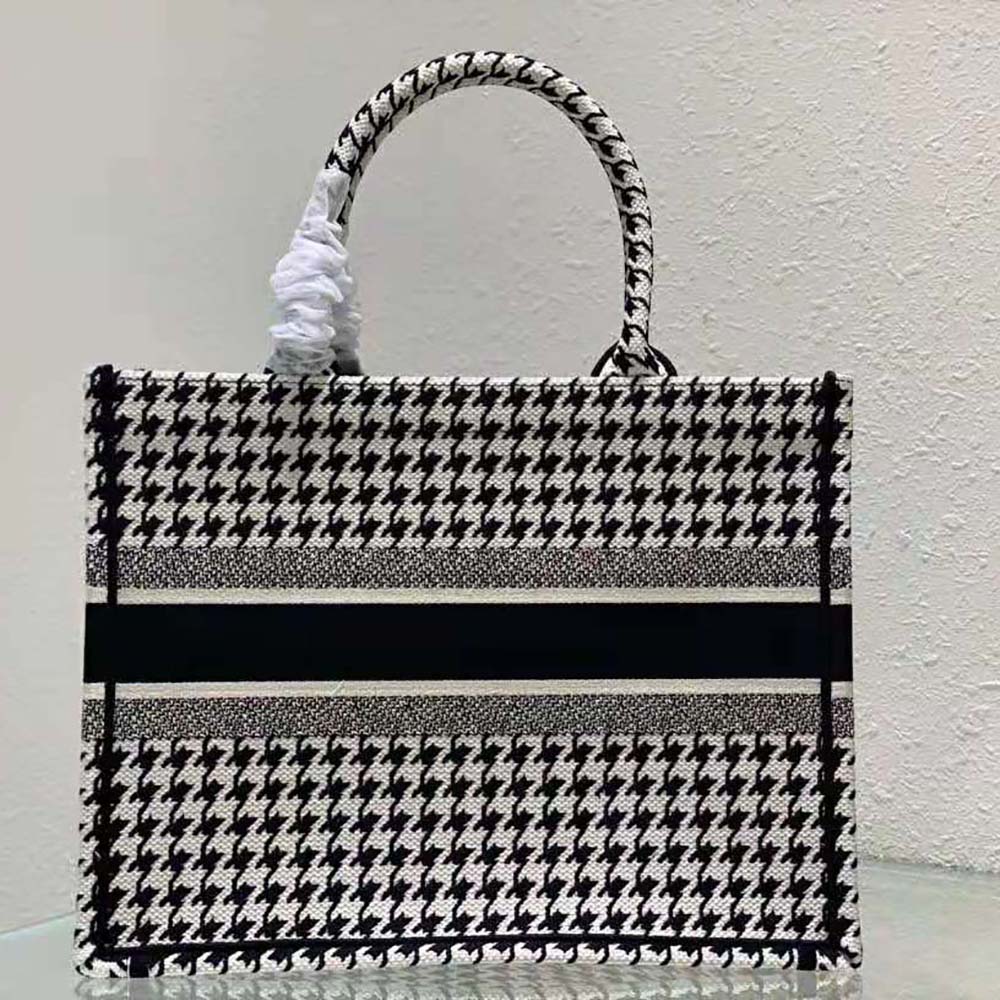 Side angle showing silver hardware on Small Dior Book Tote by Dior