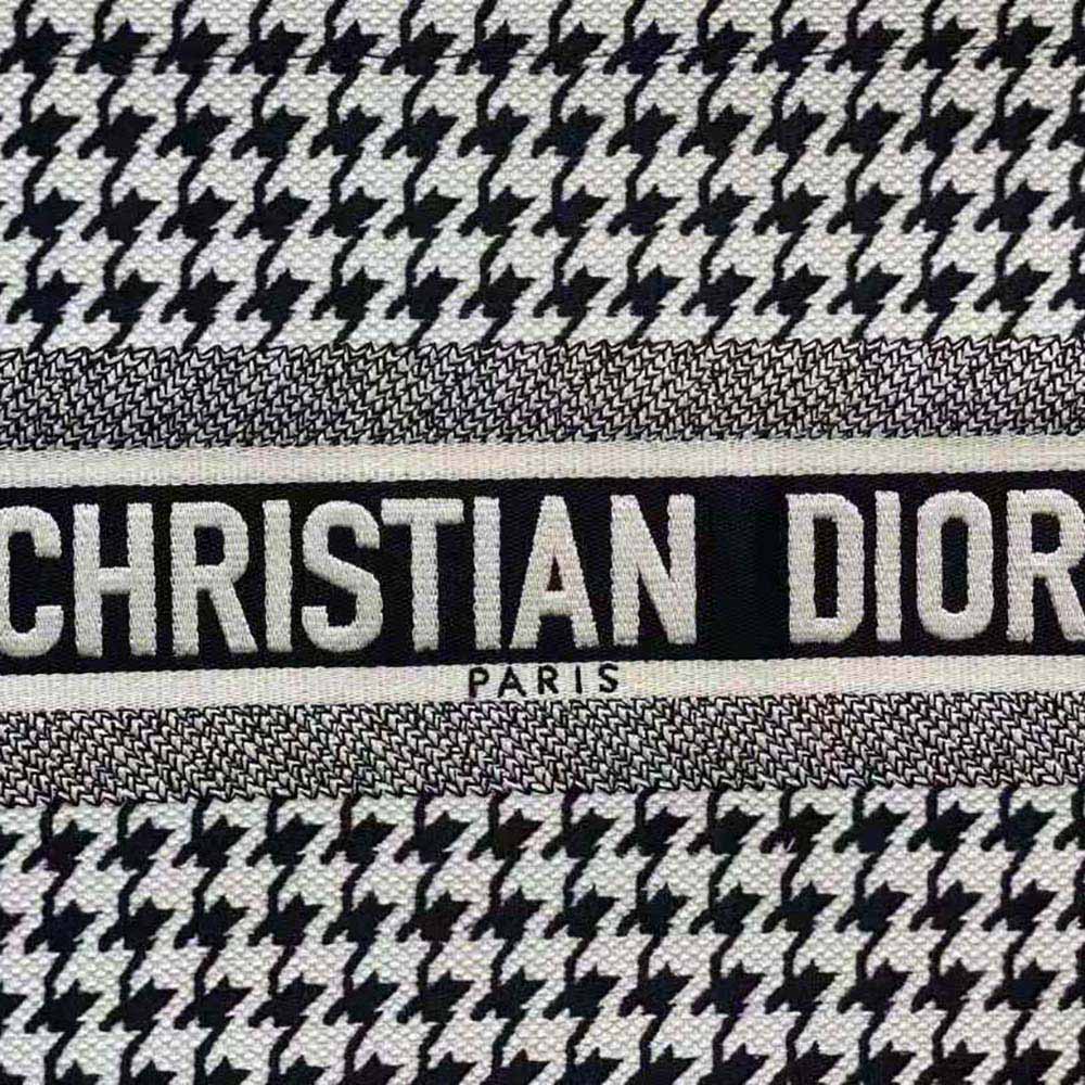 Dior Women Small Dior Book Tote Black and White Houndstooth Embroidery - image 10