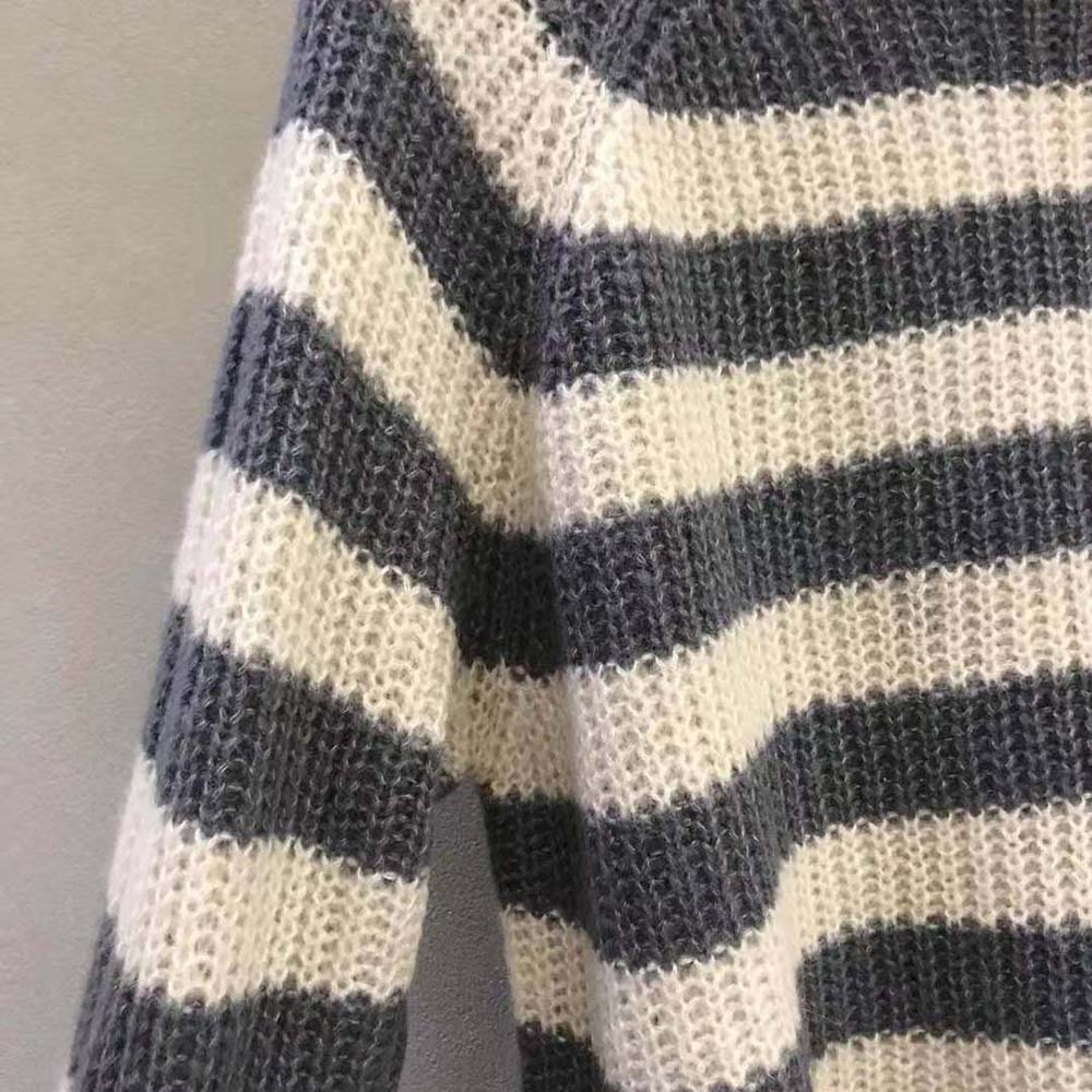 Dior Women Stand Collar Sweater Gray and Ecru D-Stripes Alpaca Cashmere and Silk Knit - image 5