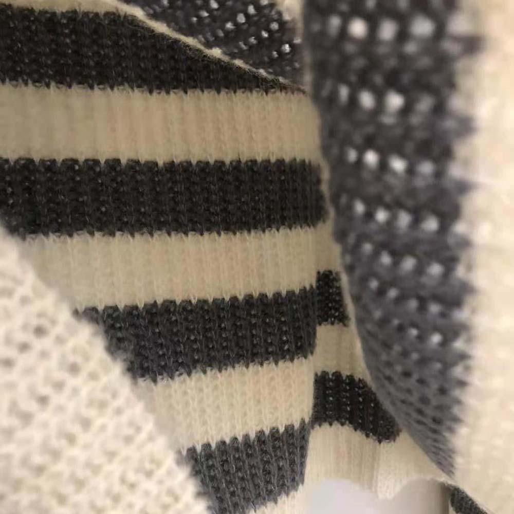 Dior Women Stand Collar Sweater Gray and Ecru D-Stripes Alpaca Cashmere and Silk Knit - image 9