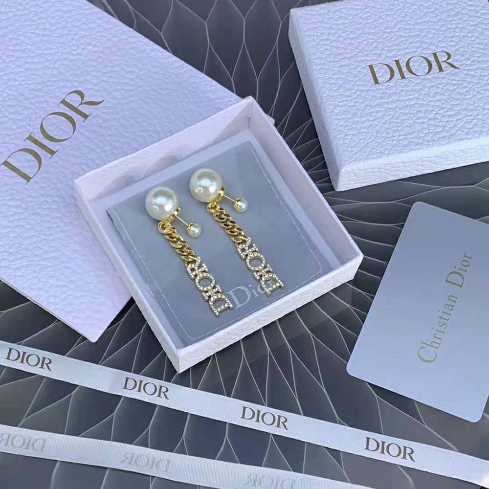 Side angle of Dior Women Tribales Earrings highlighting clip-on closure