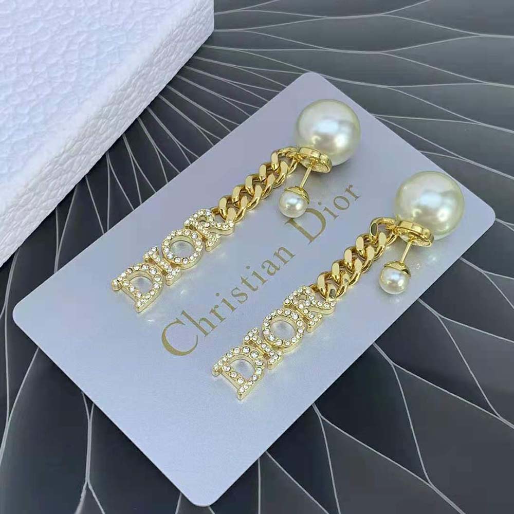 Front view of Dior Women Tribales Earrings displaying asymmetric design