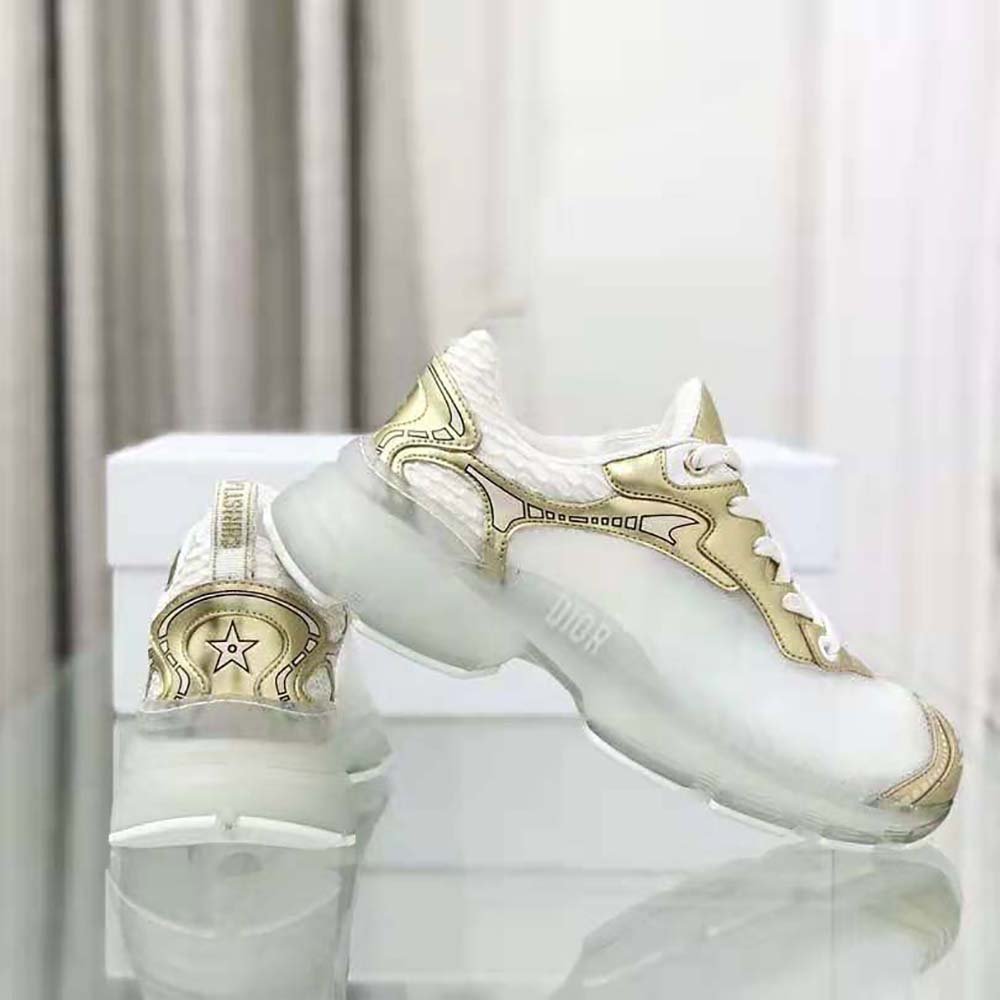 Top view showing white mesh and lace-up details on Dior Women Vibe Sneaker