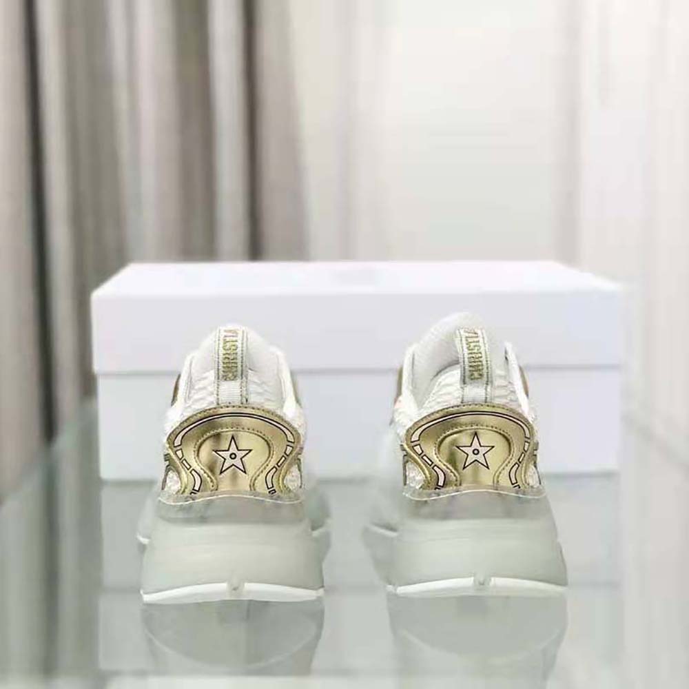 Dior Women Vibe Sneaker White Mesh and Gold-Tone Leather - image 4