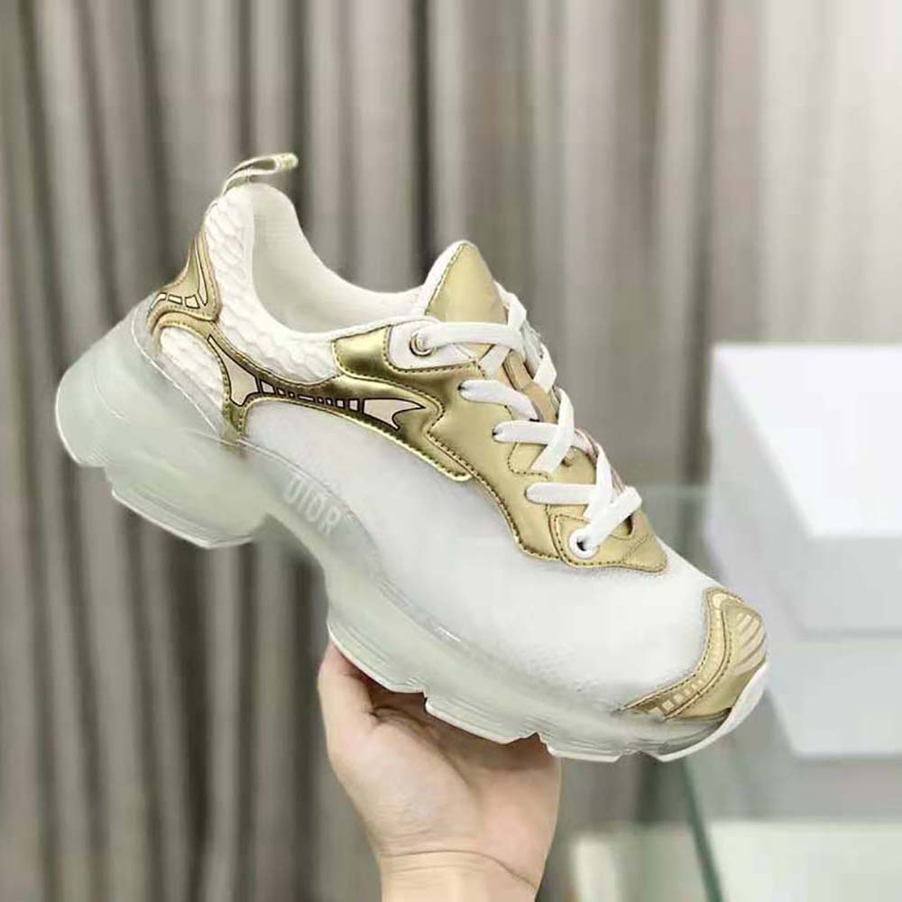 Dior Women Vibe Sneaker White Mesh and Gold-Tone Leather - image 5