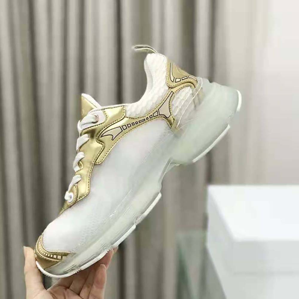 Dior Women Vibe Sneaker White Mesh and Gold-Tone Leather - image 6