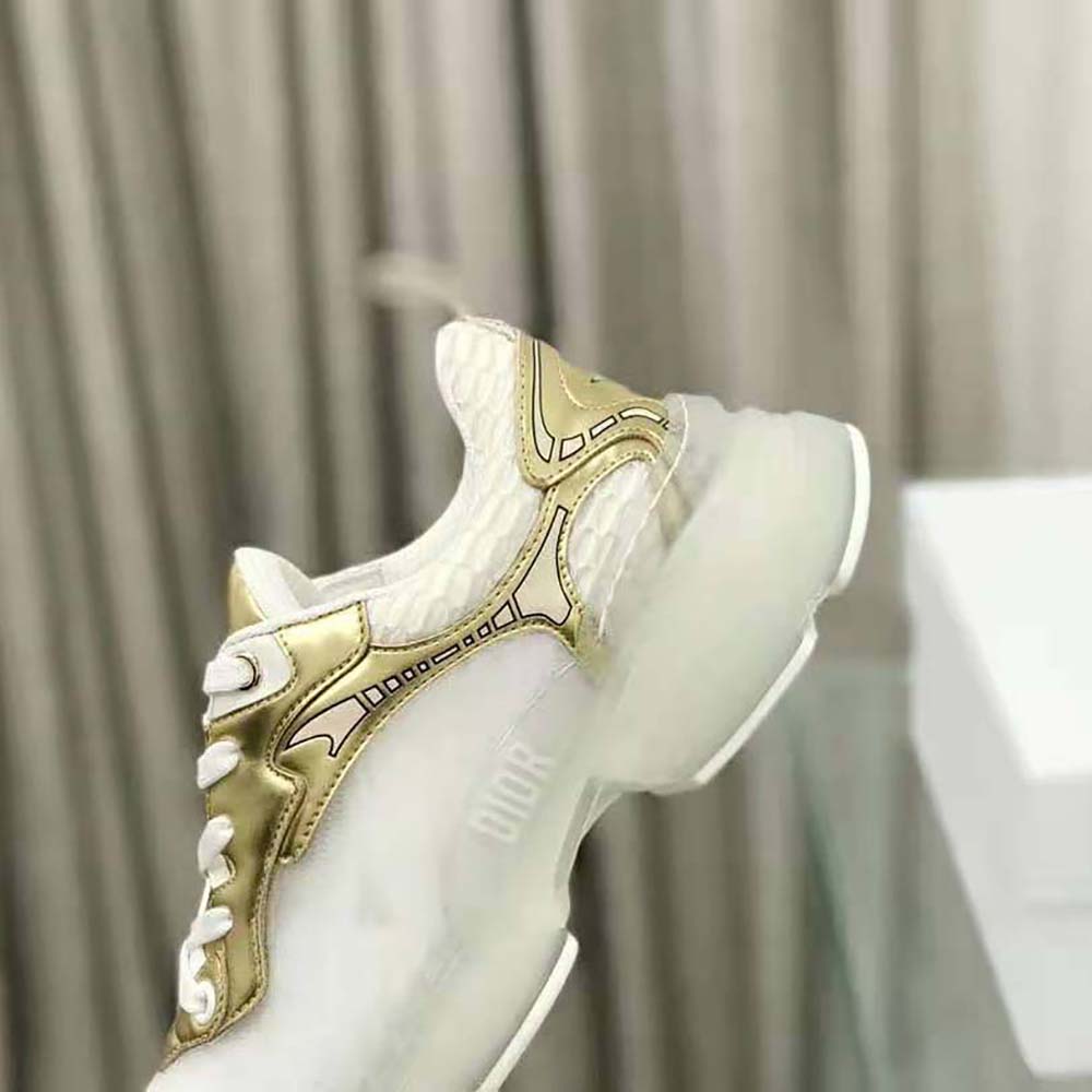 Dior Women Vibe Sneaker White Mesh and Gold-Tone Leather - image 9