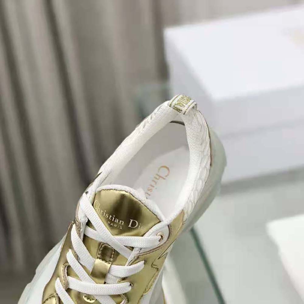 Dior Women Vibe Sneaker White Mesh and Gold-Tone Leather - image 8