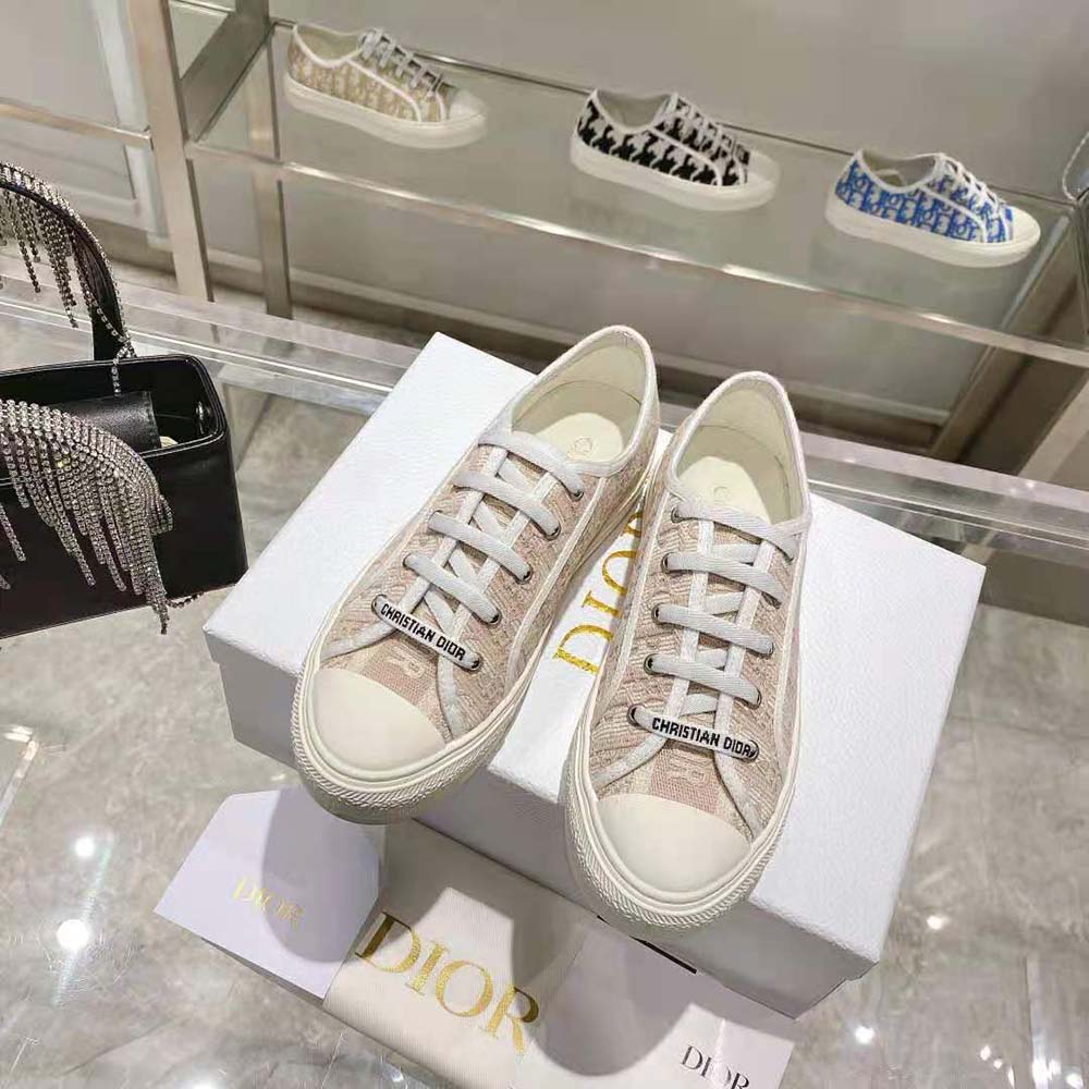 Top view showing lace-up closure on Dior Women Walk N Dior Sneaker
